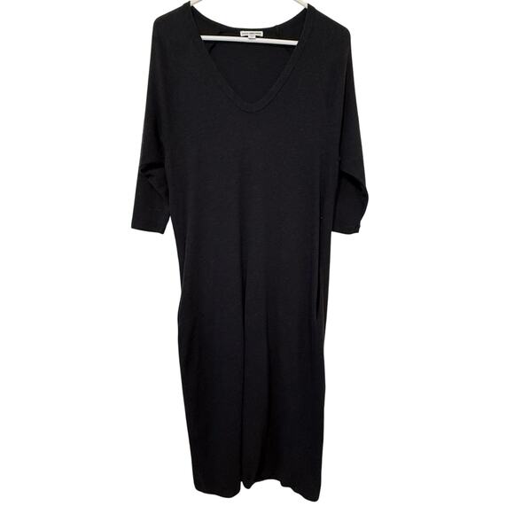 James Perse Gray 3/4 Sleeve V-Neck Standard Sheath Midi Dress Size 0 - XS - Picture 1 of 12